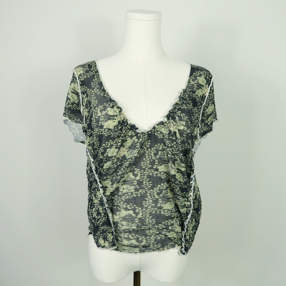 Free People Womens Oh My Baby Semi Sheer Top Size XL Y2K Skater Grunge Fairycore - Picture 4 of 12